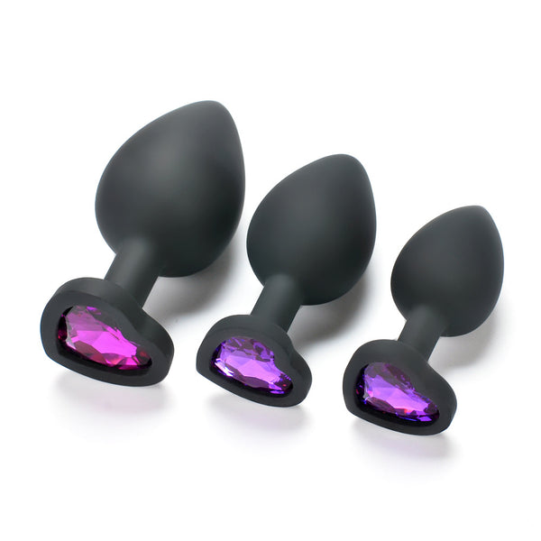 Lovendur Silicone Butt Plug Set of 3 - Heart Shape Base